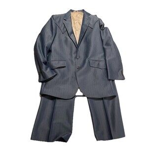 Vintage Wester Suit Men’s Dark Shiny Blue 70s Flare Legs READ No Tags